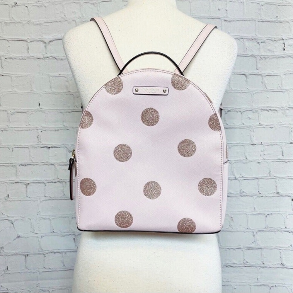 Kate Spade Haven Lane Sammi Backpack WKRU4790 Pink Glitter Dot Coated Canvas
